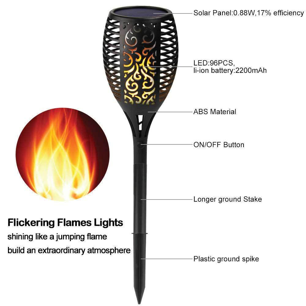 1x Solar Garden LED Torch Outdoor Flame Dancing Flickering Light Tiki Auto Lamp-4