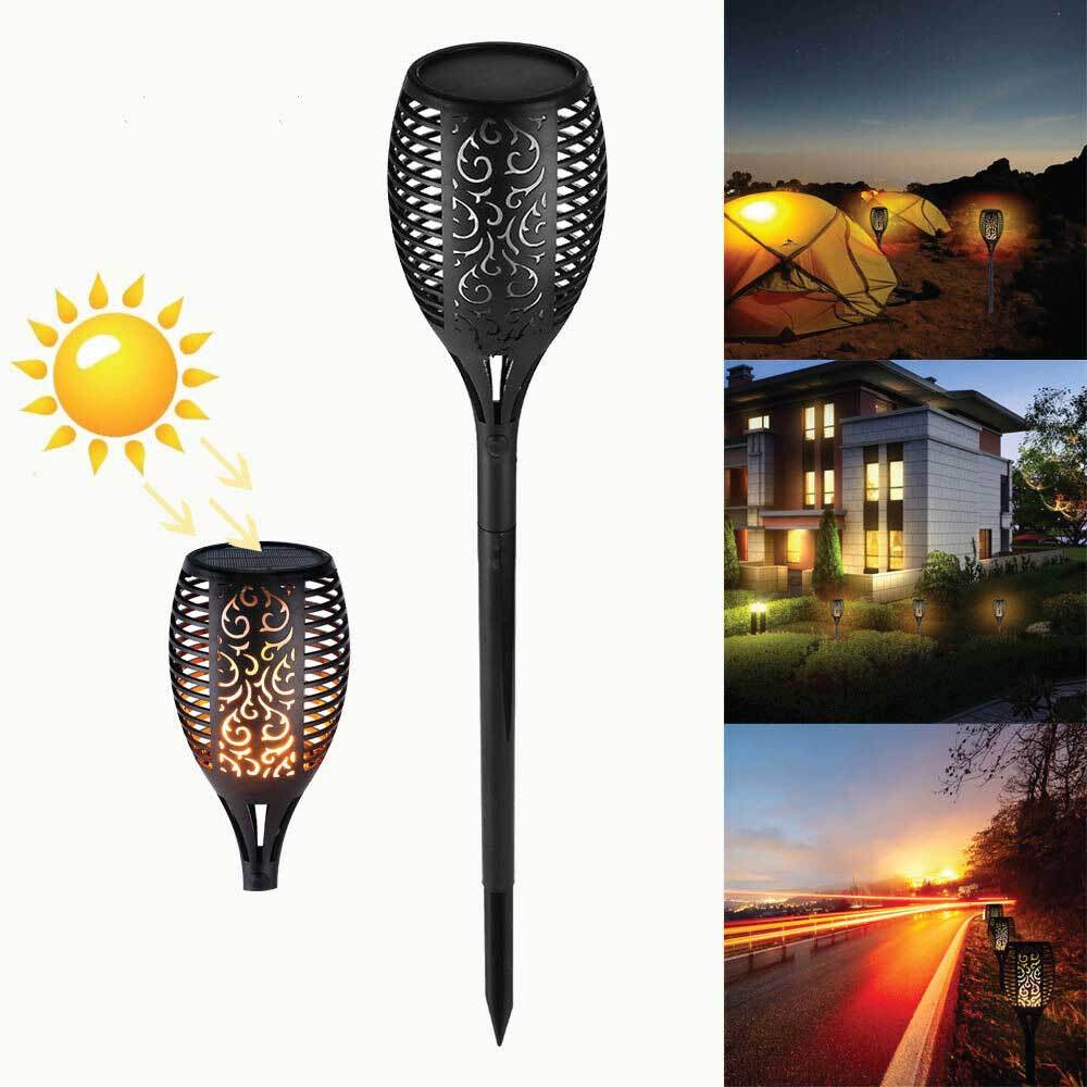 1x Solar Garden LED Torch Outdoor Flame Dancing Flickering Light Tiki Auto Lamp-6