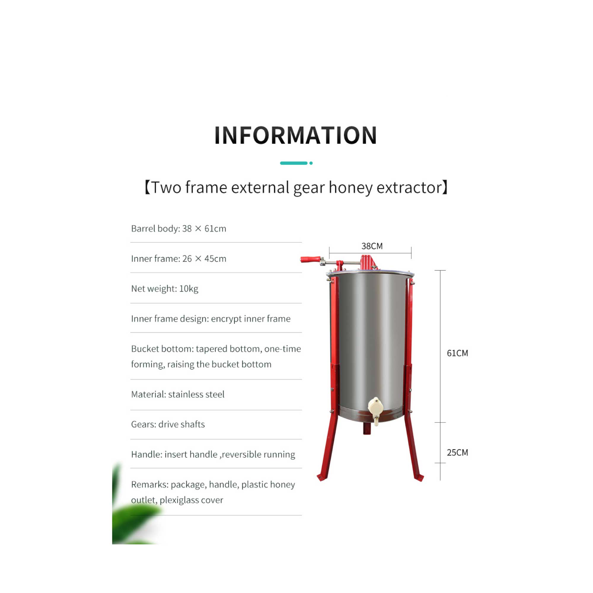 2 Frame Honey Extractor Stainless Manual Spinner Crank Honey Bee Hive Beekeeping-7