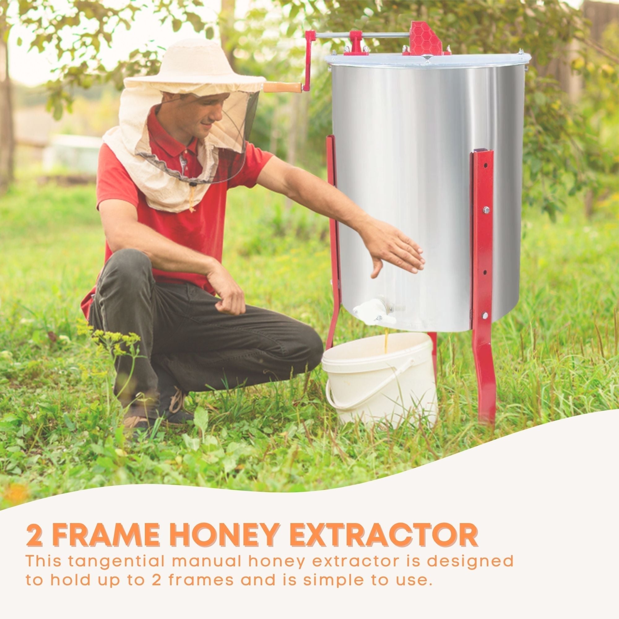 2 Frame Honey Extractor Stainless Manual Spinner Crank Honey Bee Hive Beekeeping-8