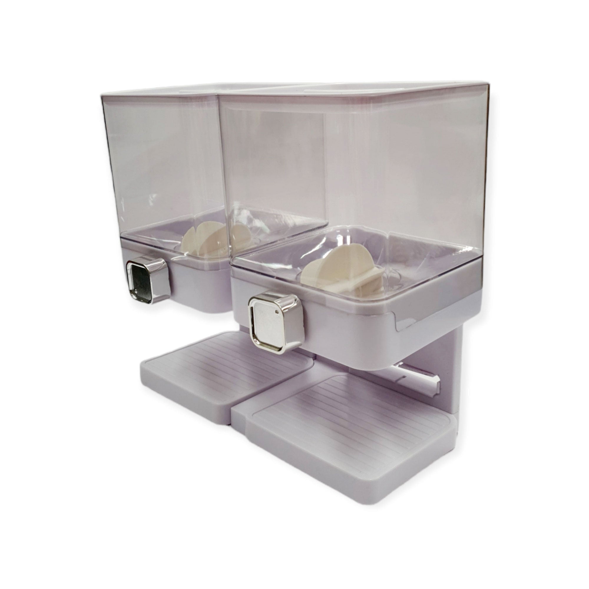 2 x 3.7L Double Cereal Dispenser White - Square Rice Grains Countertop Storage-1