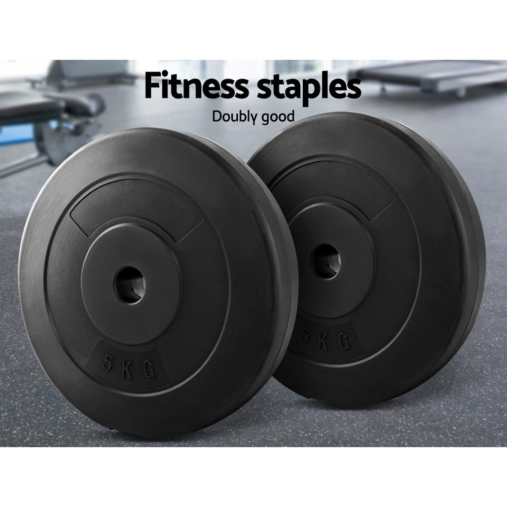 2 x 5KG Barbell Weight Plates Standard Home Gym Press Fitness Exercise Rubber-6