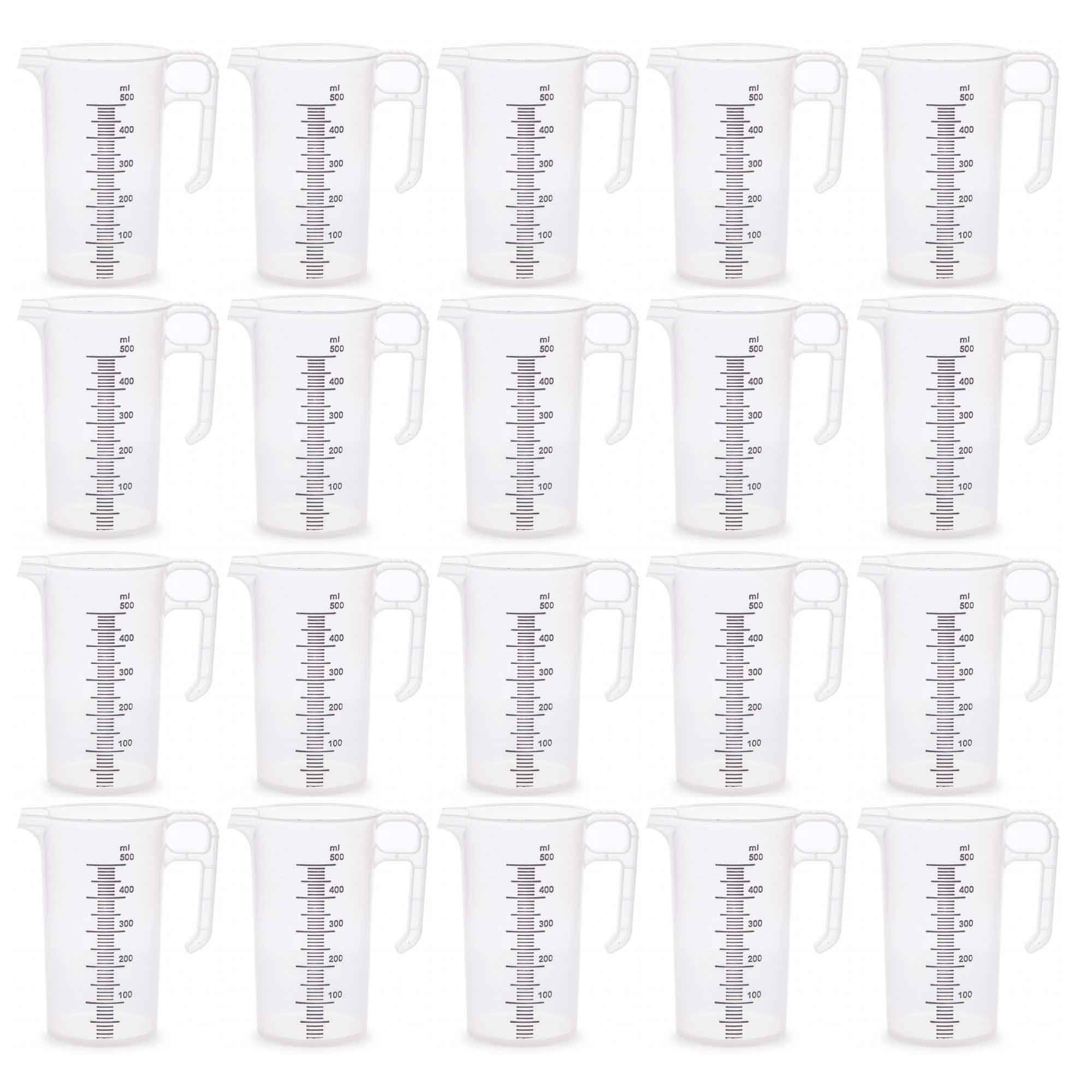 20x 500ml Measuring Jug Strong Clear Plastic Propylene BPA 5 Food Grade Pro-Jug-0