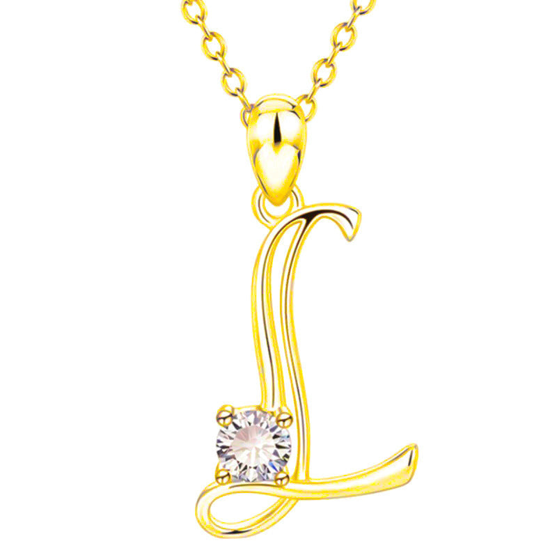 Fashion Gold Initial Letter Rhinestone Necklace