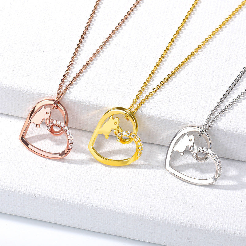 Hot Sale Rabbit Pendant Necklace Factory Direct Sales Heart Pendant