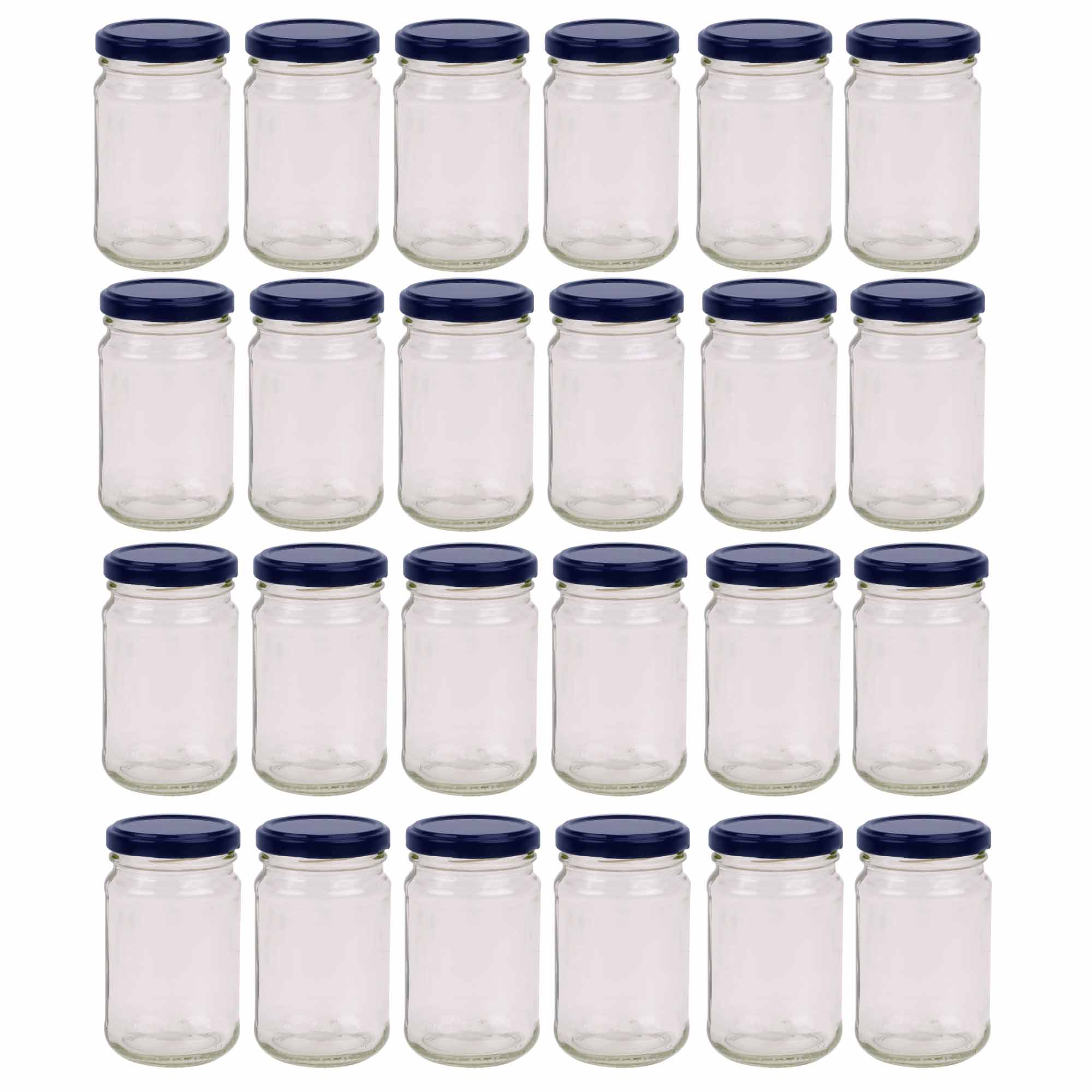 24x 375ml Flint Glass Jars + Twist Lids - Round Food Storage Preserving Jar-0