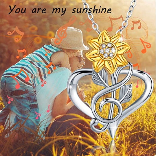 Necklace Sun Flower Heart Pendant