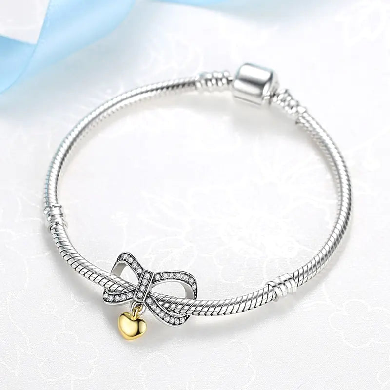 925 Sterling Silver Charm Bead Bracelet