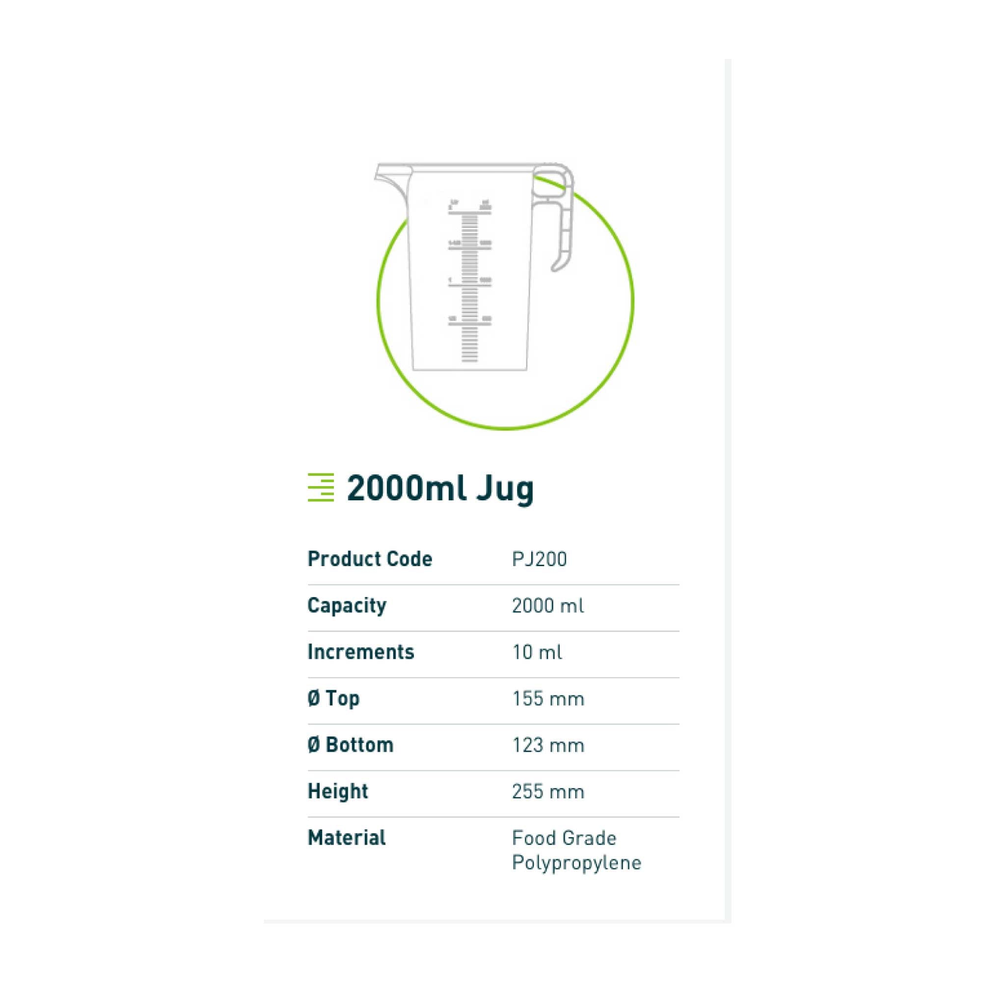 2L Measuring Jug Heavy Duty Clear Plastic Propylene Food Grade BPA 5 Pro-Jug-2