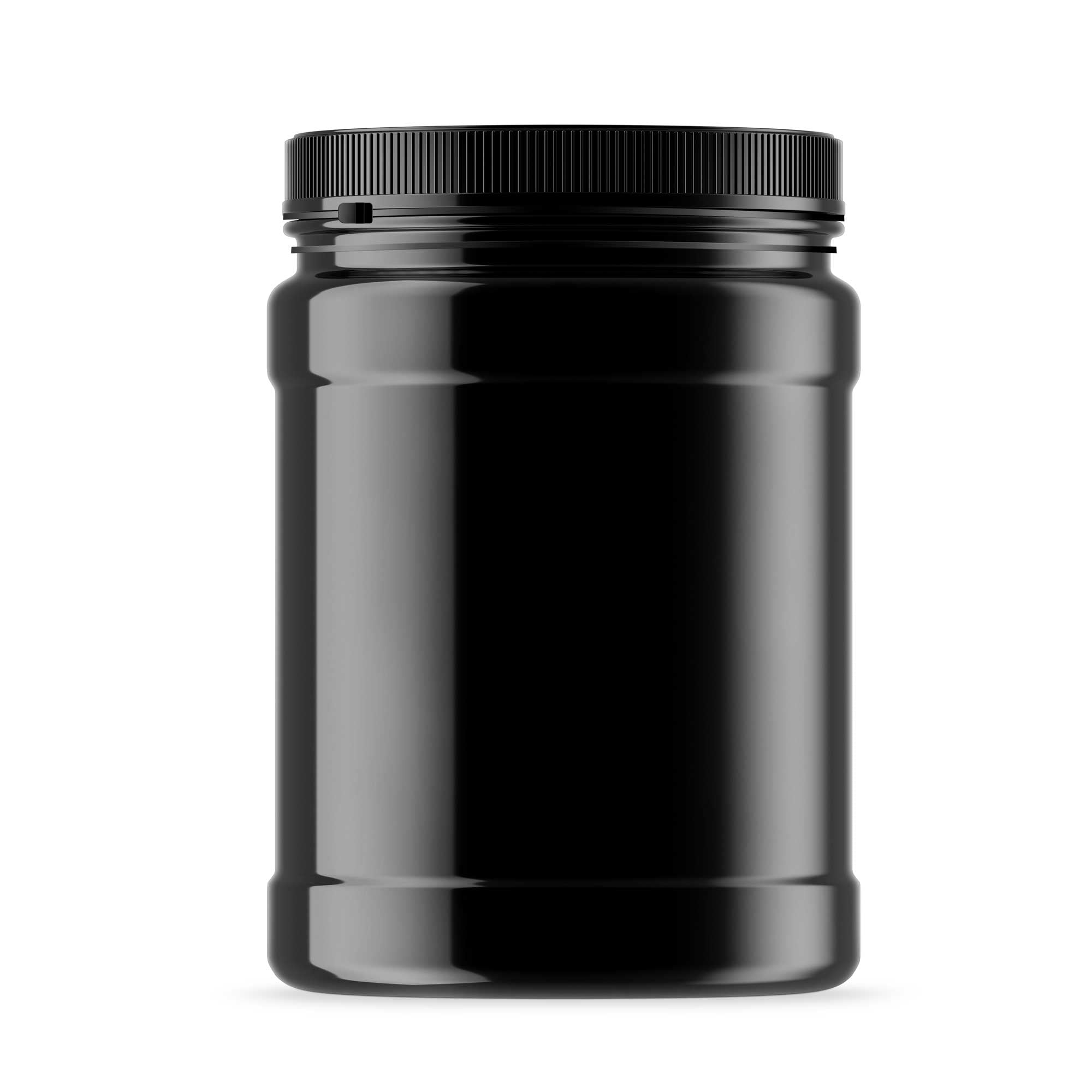 2L Wide Mouth Plastic Jars and Lids Black - Empty Protein and Powder Tubs-0