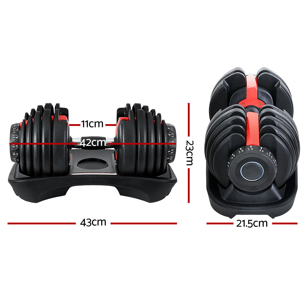 2Pcs 24kg Adjustable Dumbbell Weight Dumbbells Plates Home Gym Fitness Exercise-1