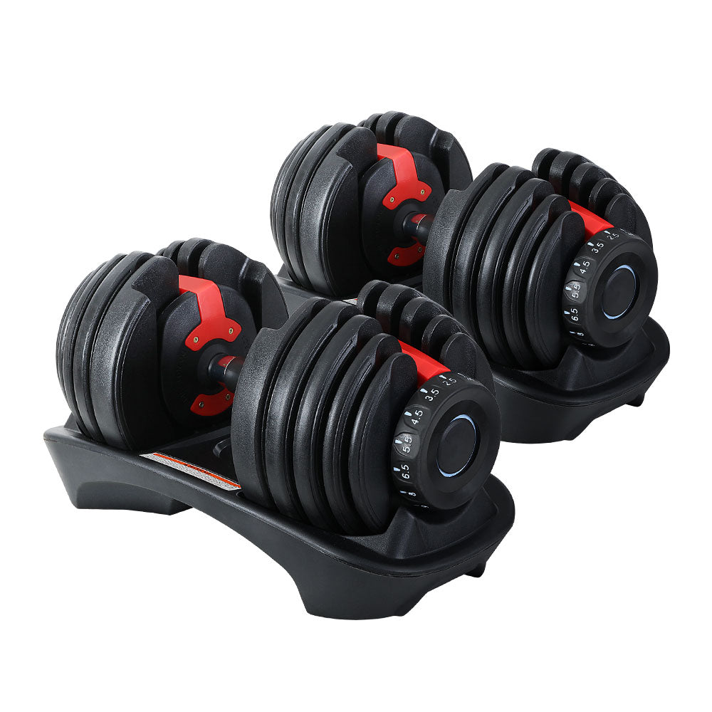 2Pcs 24kg Adjustable Dumbbell Weight Dumbbells Plates Home Gym Fitness Exercise-0