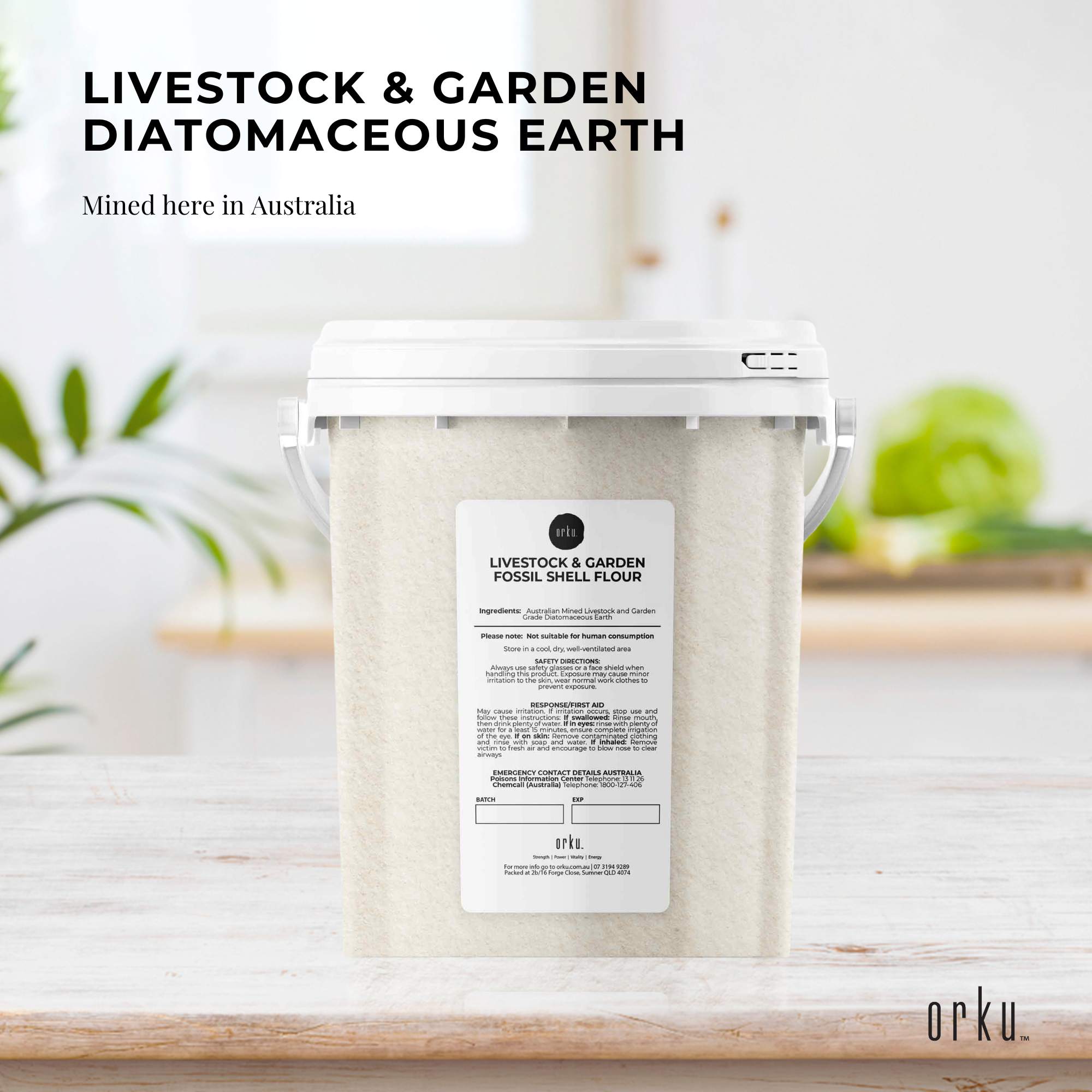 Orku 700g Fossil Shell Flour Tub - Livestock Garden Diatomaceous Earth-1