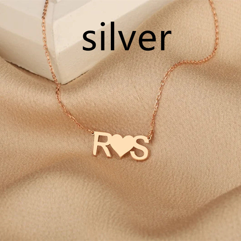 Stainless Steel Gold-plated Personalized Letter Pendant Necklace