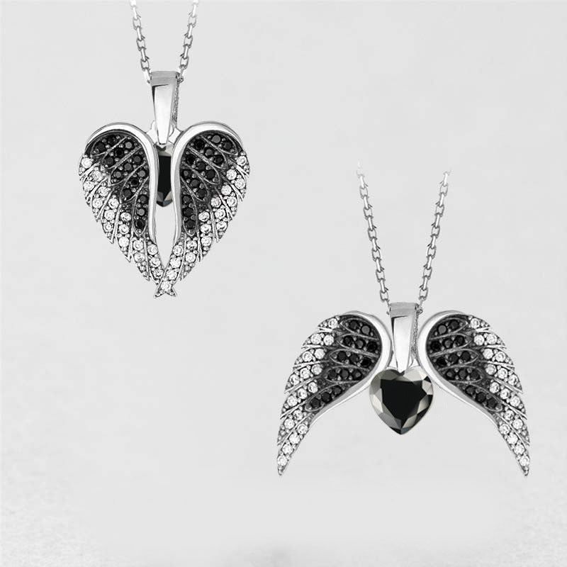 Women's Heart Shaped Angel Wing Necklace