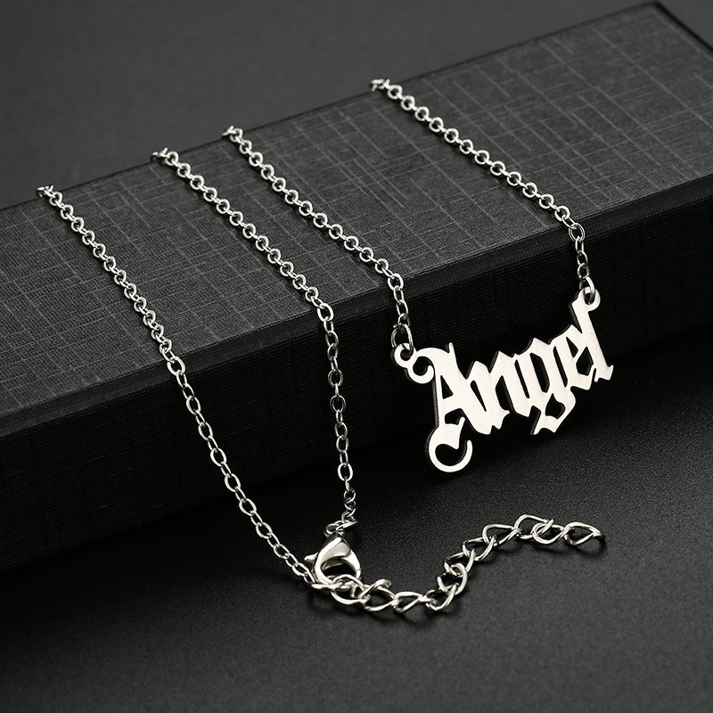 Cute Letter Angel Stainless Steel Necklace