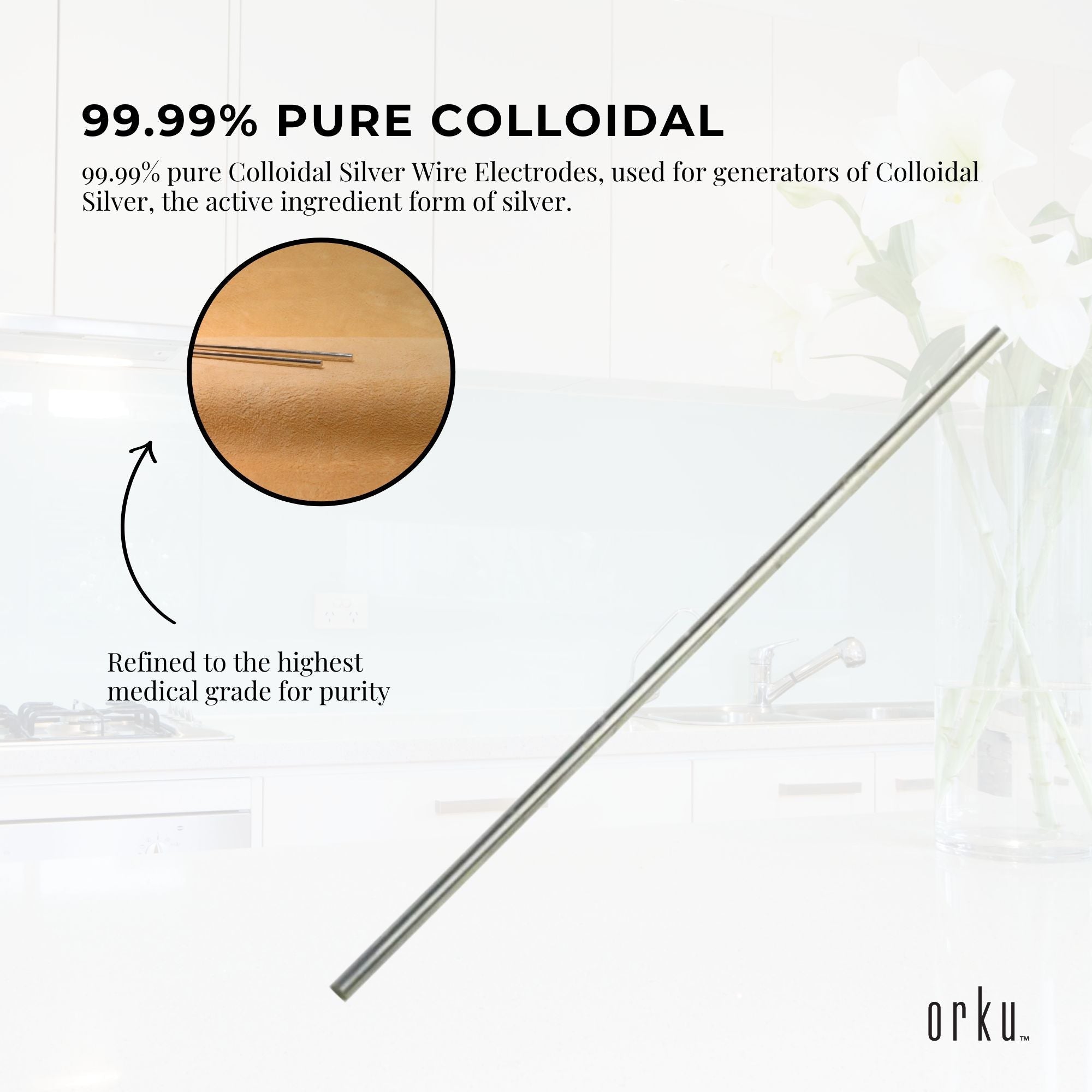 2x 8" Silver Rods 18 Gauge 99.99% High Purity Fine Soft Wire Colloidal Electrode-3
