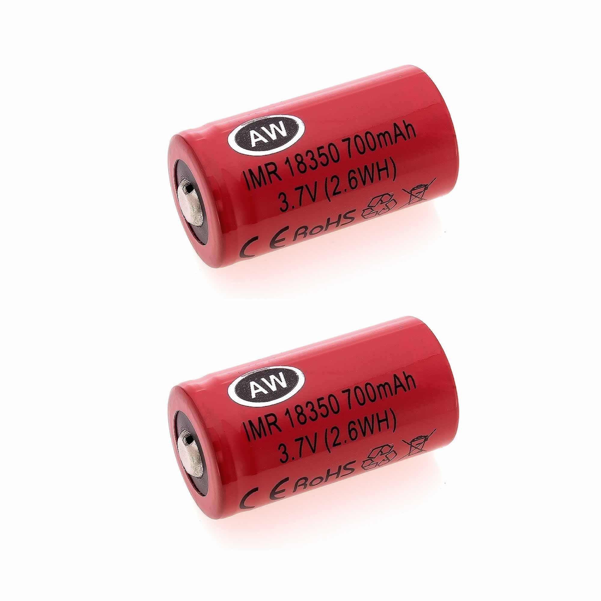 2x AW IMR 18350 Rechargeable Batteries -  700mAh 3.7V Lithium Li-ion Battery-0