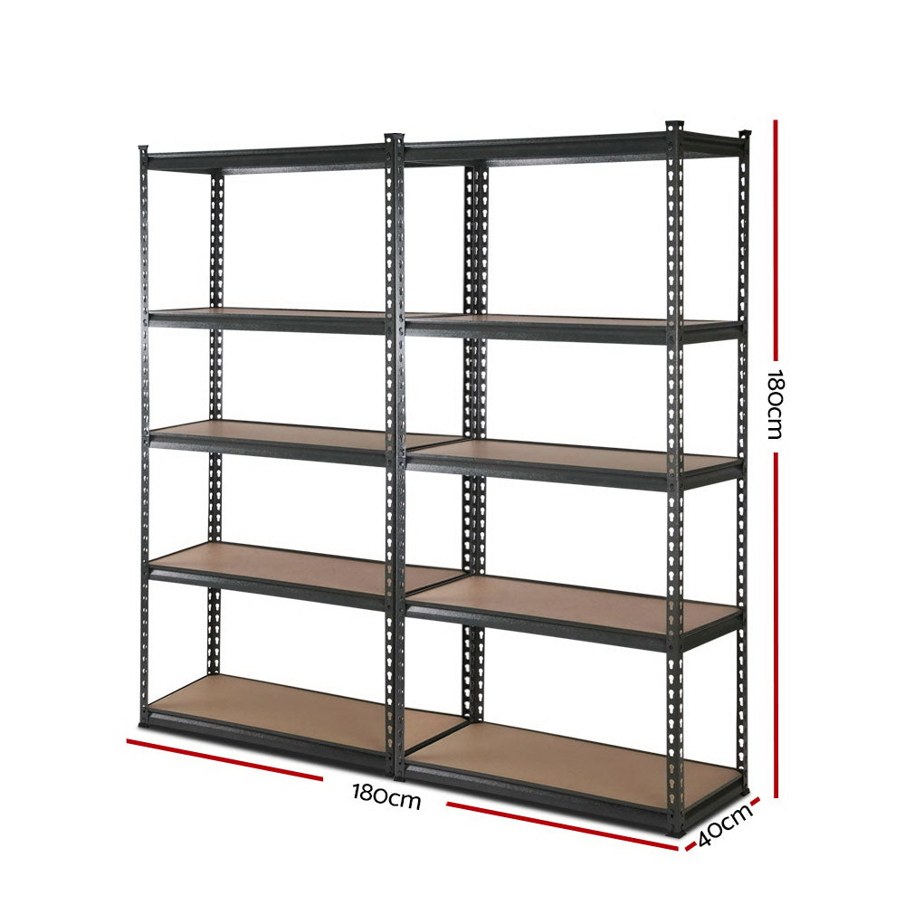 2x1.8M 5-Shelves Steel Warehouse Shelving Racking Garage Storage Rack Grey-1