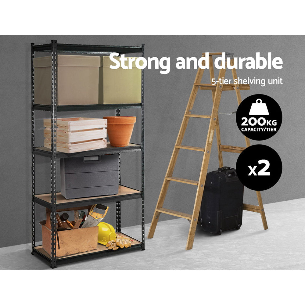 2x1.8M 5-Shelves Steel Warehouse Shelving Racking Garage Storage Rack Grey-2