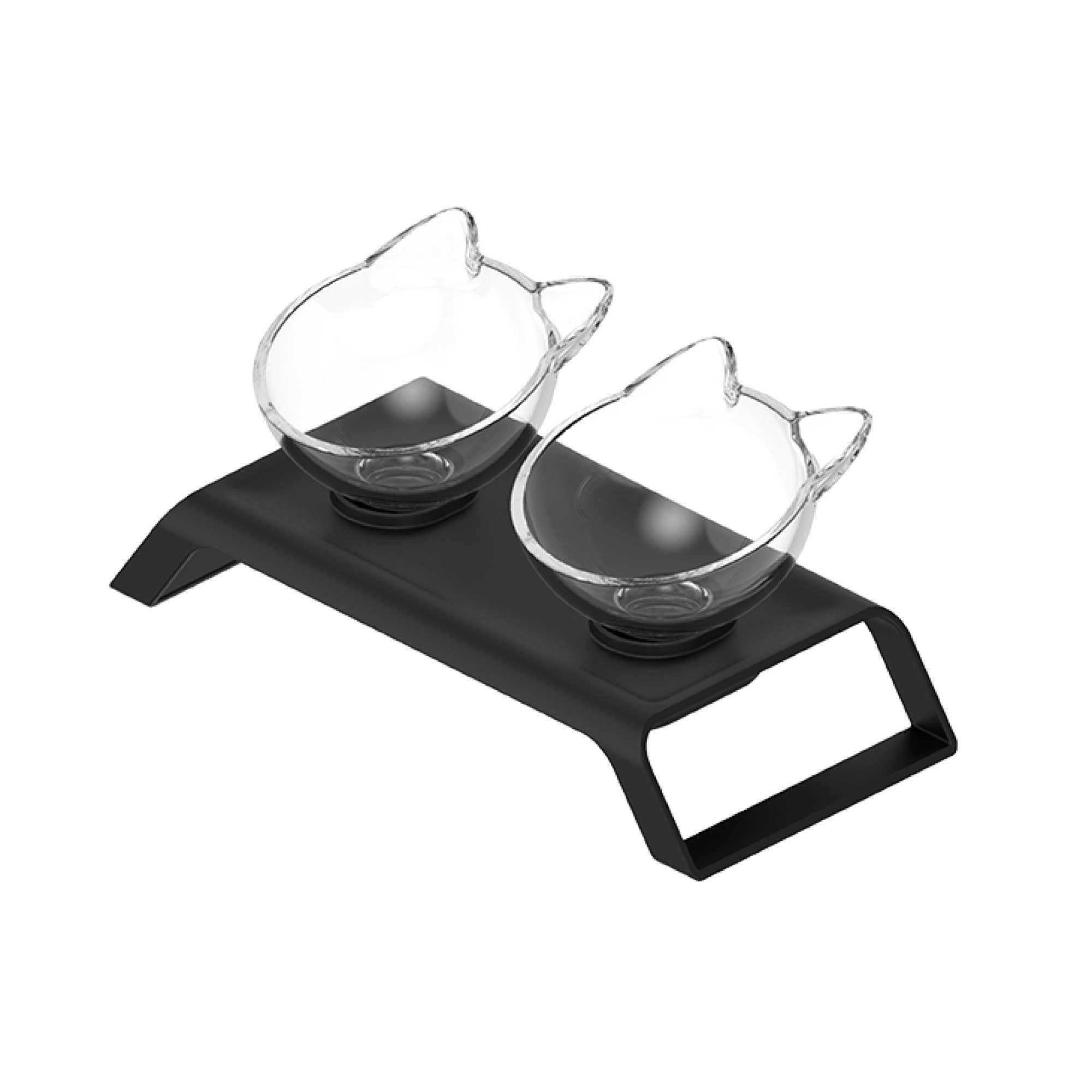 2x200ml Elevated Cat Bowl Stand - Double Dinner Pet Kitten Food Twin Feeder-0