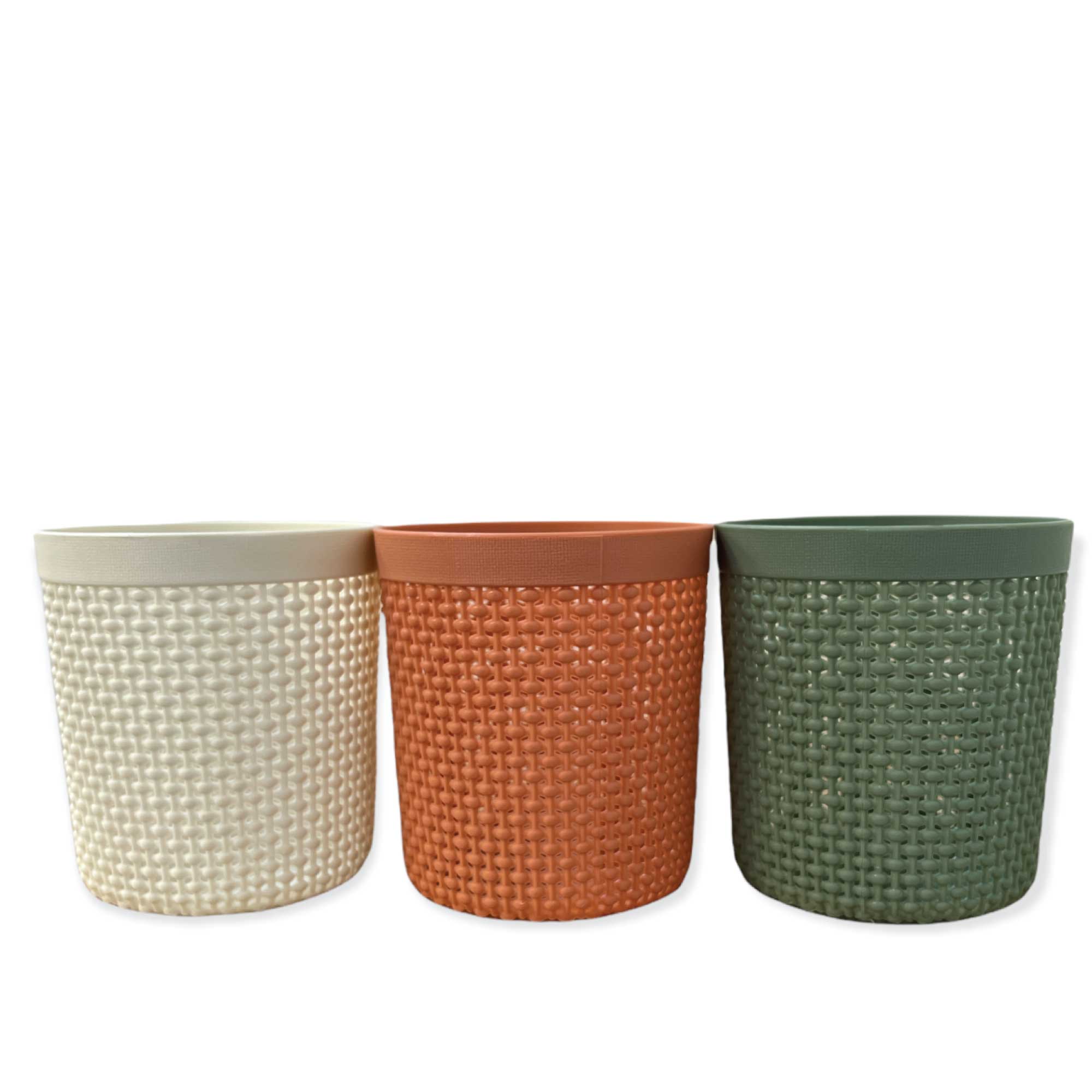 3 Pack Berlin Pen Holder Basket Round Small Plastic Woven Storage Organiser Pot-0