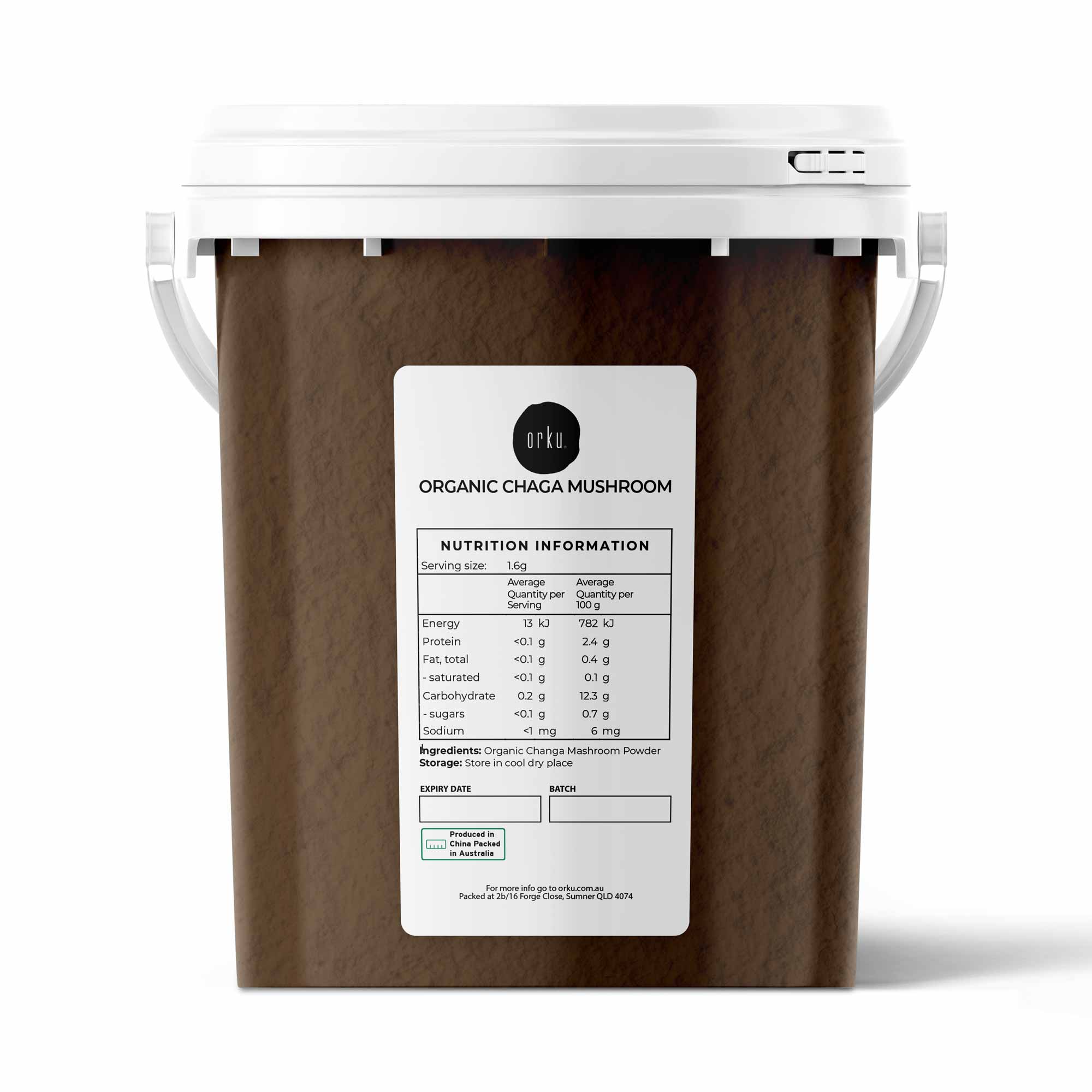 300g Organic Chaga Mushroom Powder Tub Bucket - Supplement Inonotus Obliquus-0