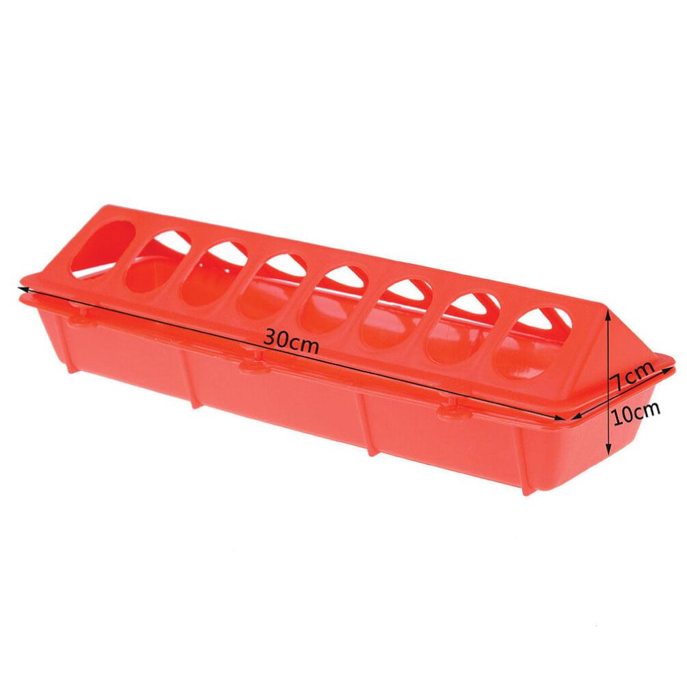 30cm Long Poultry Feeder Feeding Trough Chicken Chick Red Plastic Flip Top Container-1