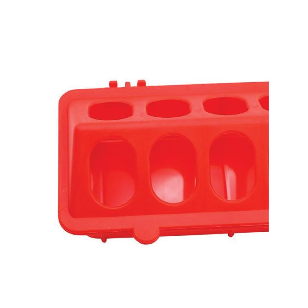 30cm Long Poultry Feeder Feeding Trough Chicken Chick Red Plastic Flip Top Container-4