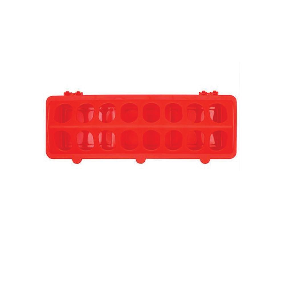 30cm Long Poultry Feeder Feeding Trough Chicken Chick Red Plastic Flip Top Container-0