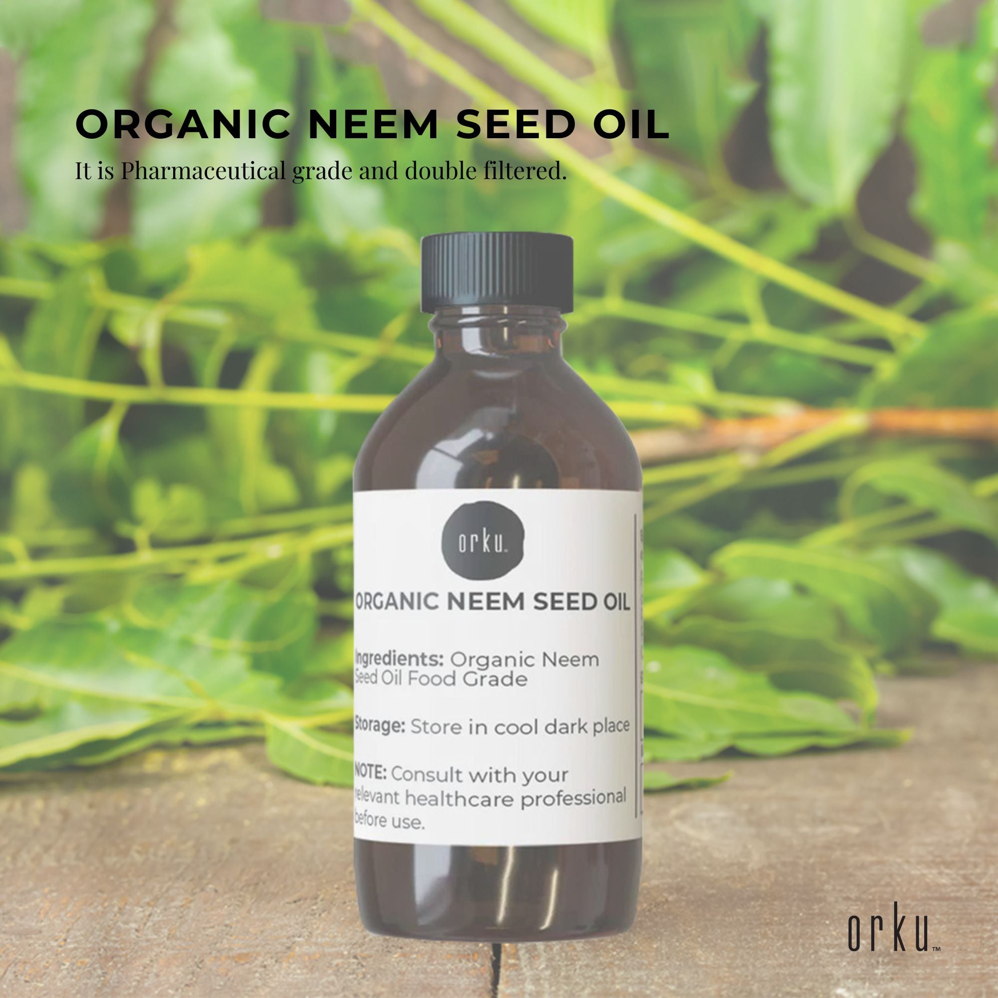 Orku 30ml Organic Neem Seed Oil - Debitterised Cold Pressed Azadirachtin Indica-1