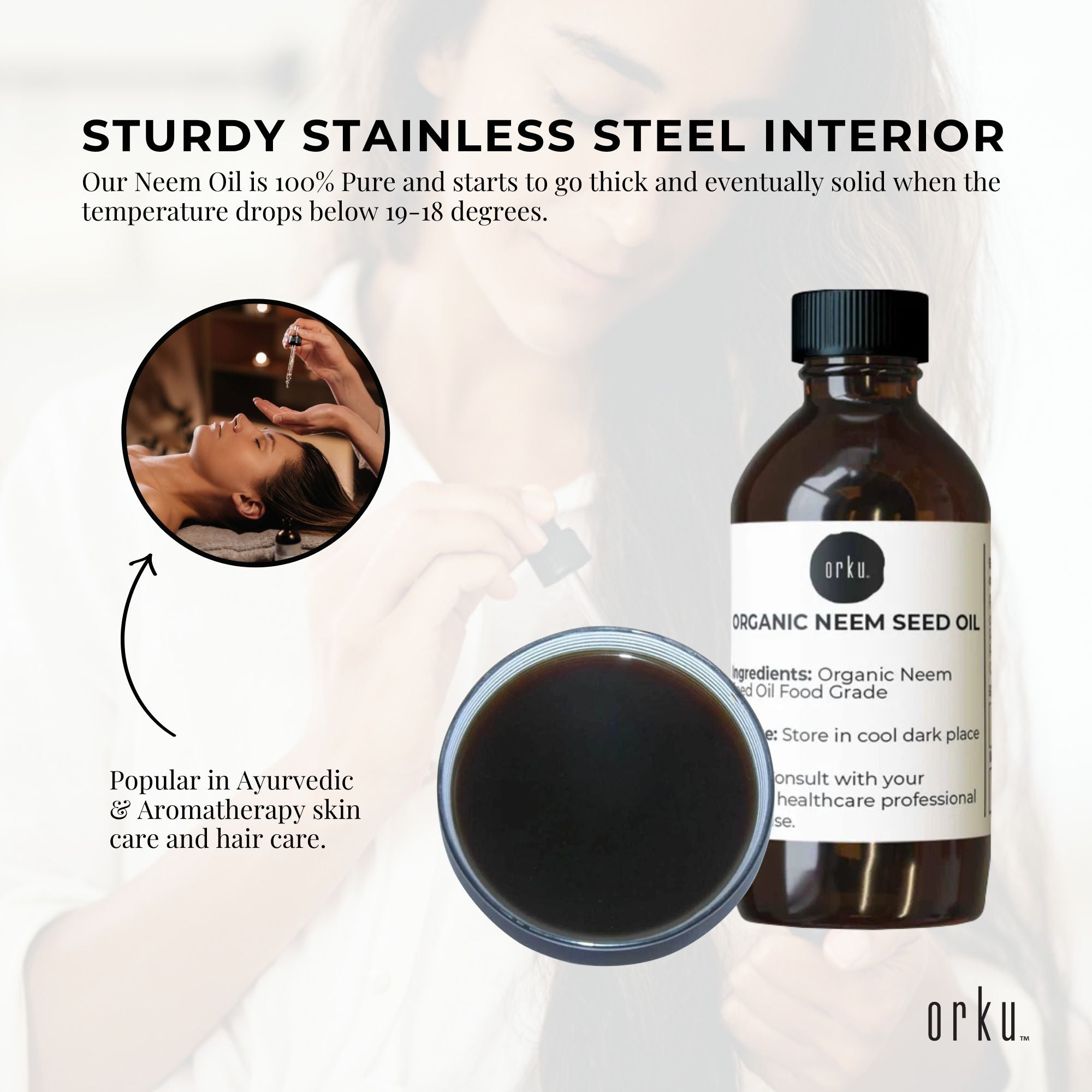 Orku 30ml Organic Neem Seed Oil - Debitterised Cold Pressed Azadirachtin Indica-3