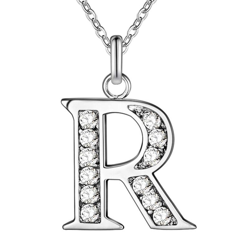 26 Letters A-Z Free Shipping silver plated Necklace Stamp fashion silver jewelry Fashion Pendant best birthday gift