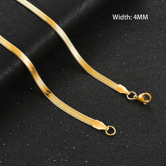 Flat Gold Color Necklace