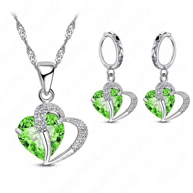 Heart-shaped Earrings Necklace Jewelry Set Decorations Wedding