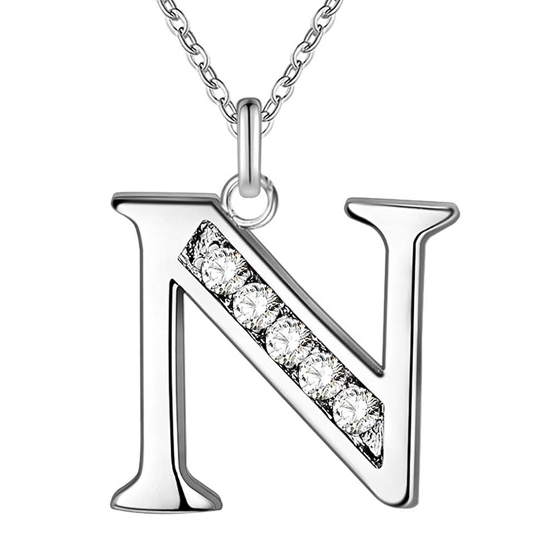 26 Letters A-Z Free Shipping silver plated Necklace Stamp fashion silver jewelry Fashion Pendant best birthday gift