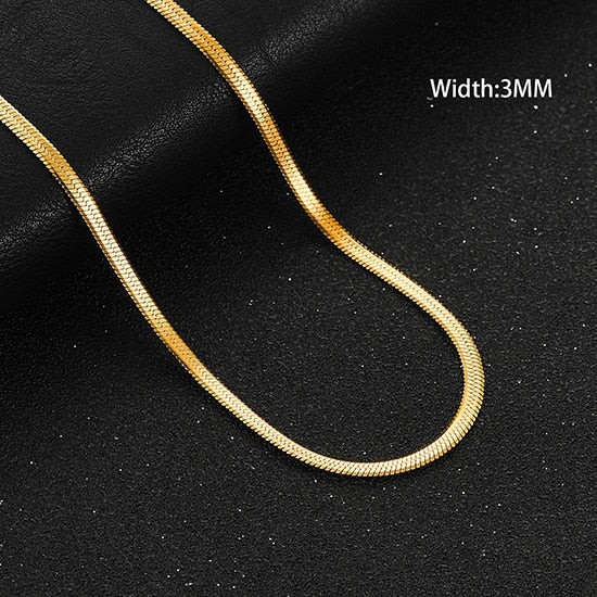 Flat Gold Color Necklace