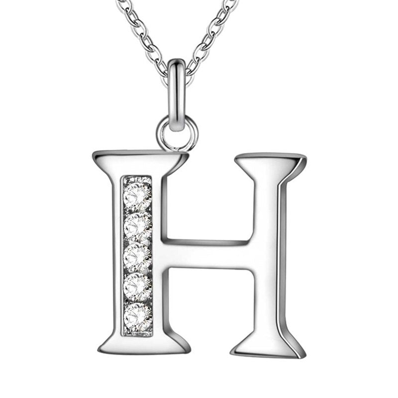 26 Letters A-Z Free Shipping silver plated Necklace Stamp fashion silver jewelry Fashion Pendant best birthday gift