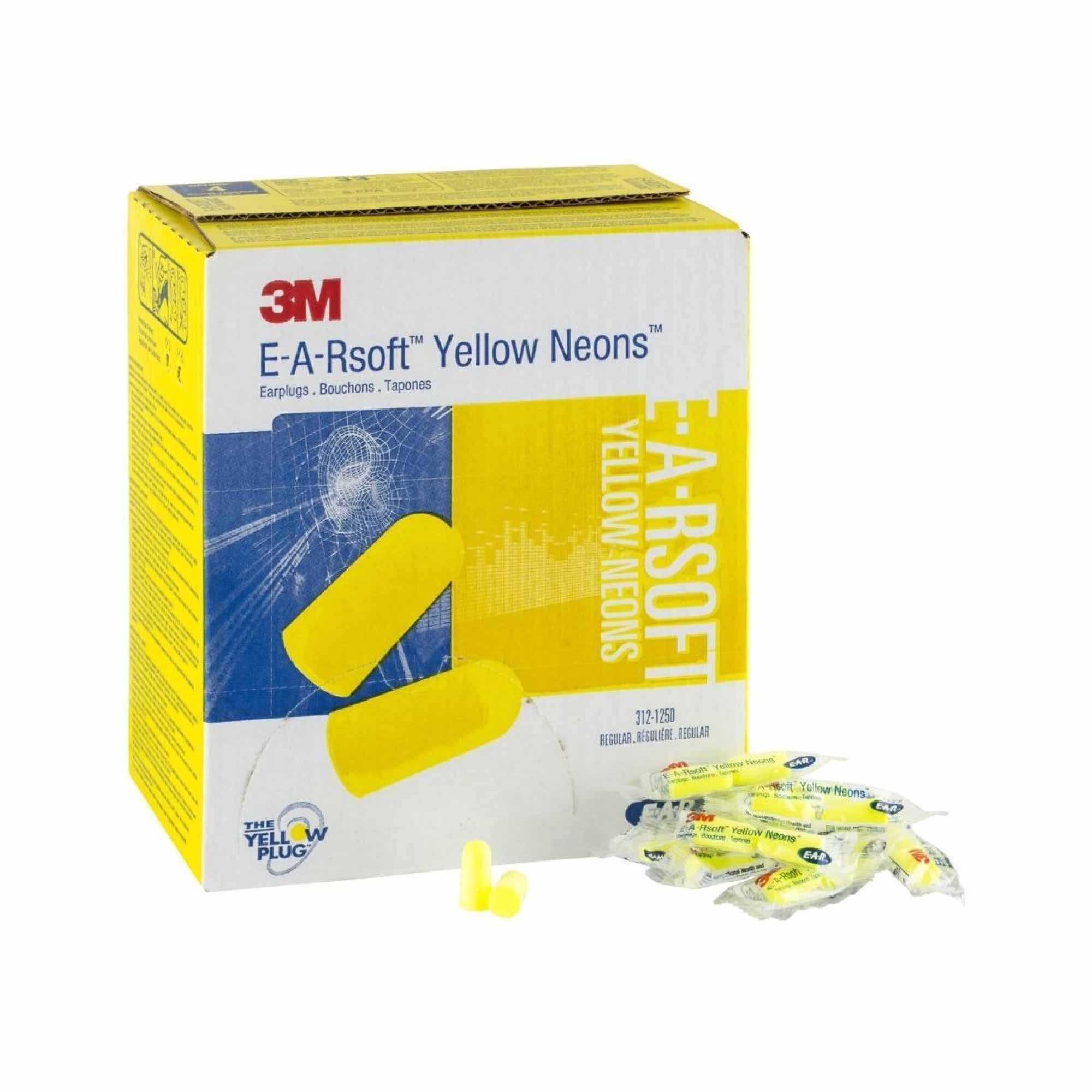 3M Foam Safety Neon Earplugs Workplace Noise Reduction Uncorded Disposable Plug-0