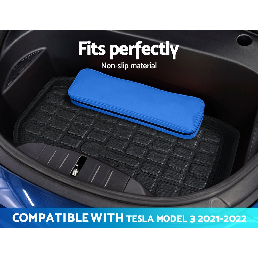 3PCS Car Rear Front Cargo Trunk Toolbox Luggage Rubber Mats for Tesla Model 3 2021-2022-5