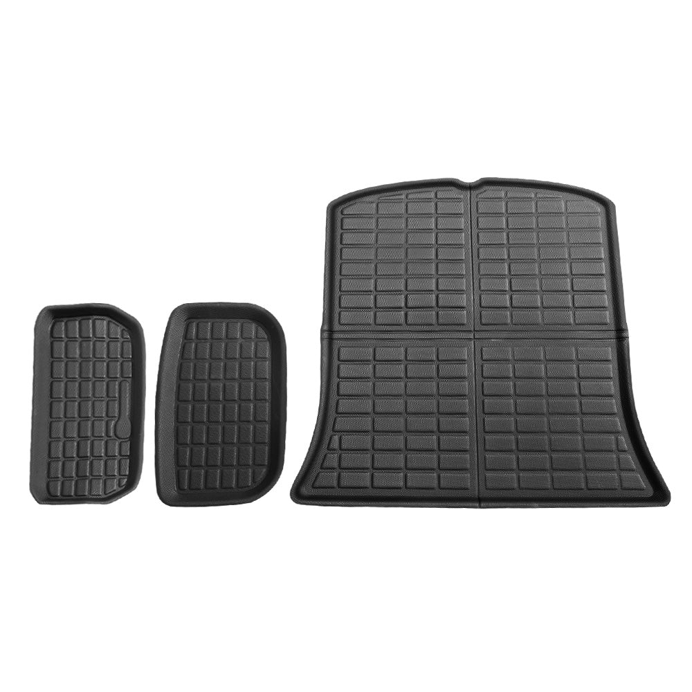 3PCS Car Rear Front Cargo Trunk Toolbox Luggage Rubber Mats for Tesla Model Y 2021-2023-2