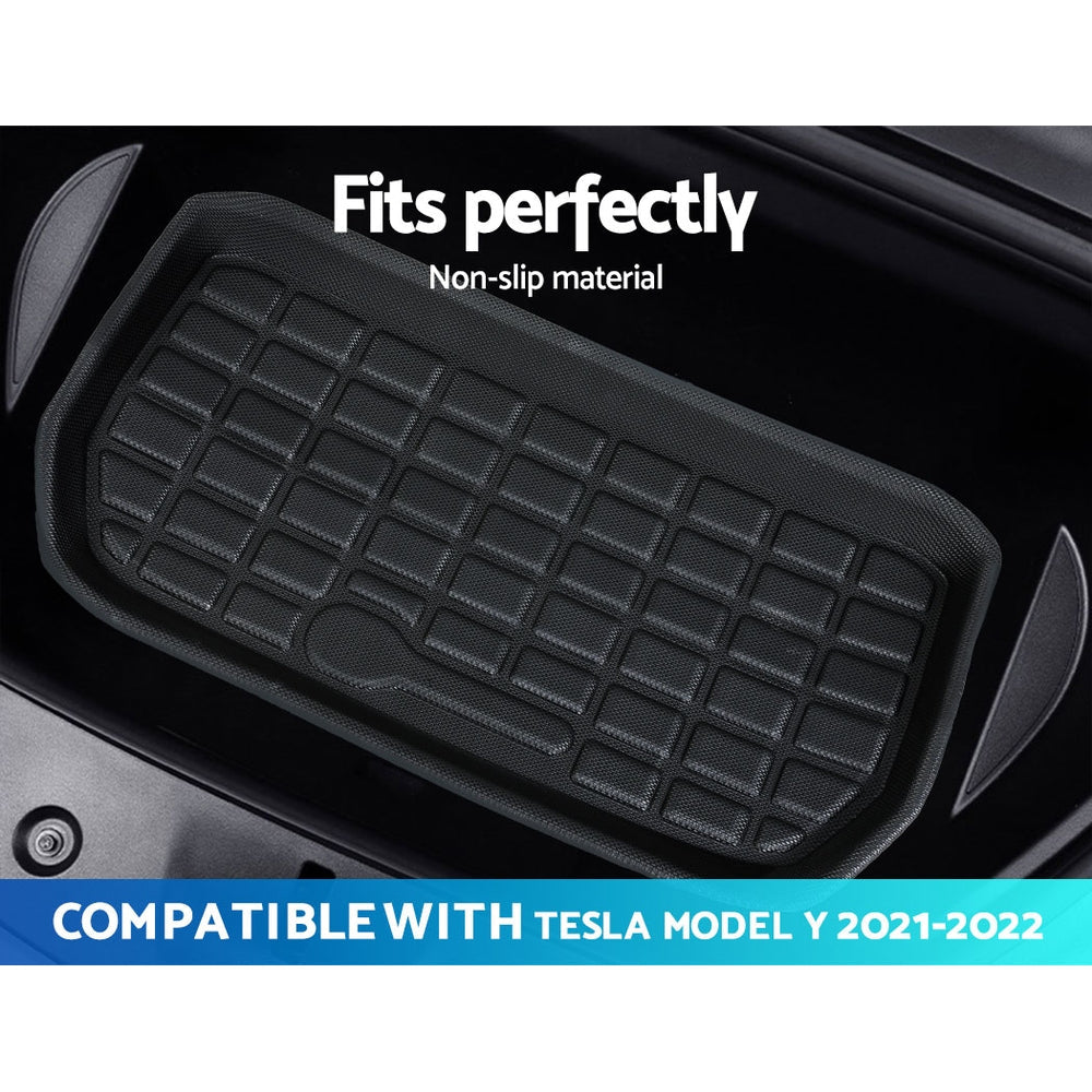 3PCS Car Rear Front Cargo Trunk Toolbox Luggage Rubber Mats for Tesla Model Y 2021-2023-5