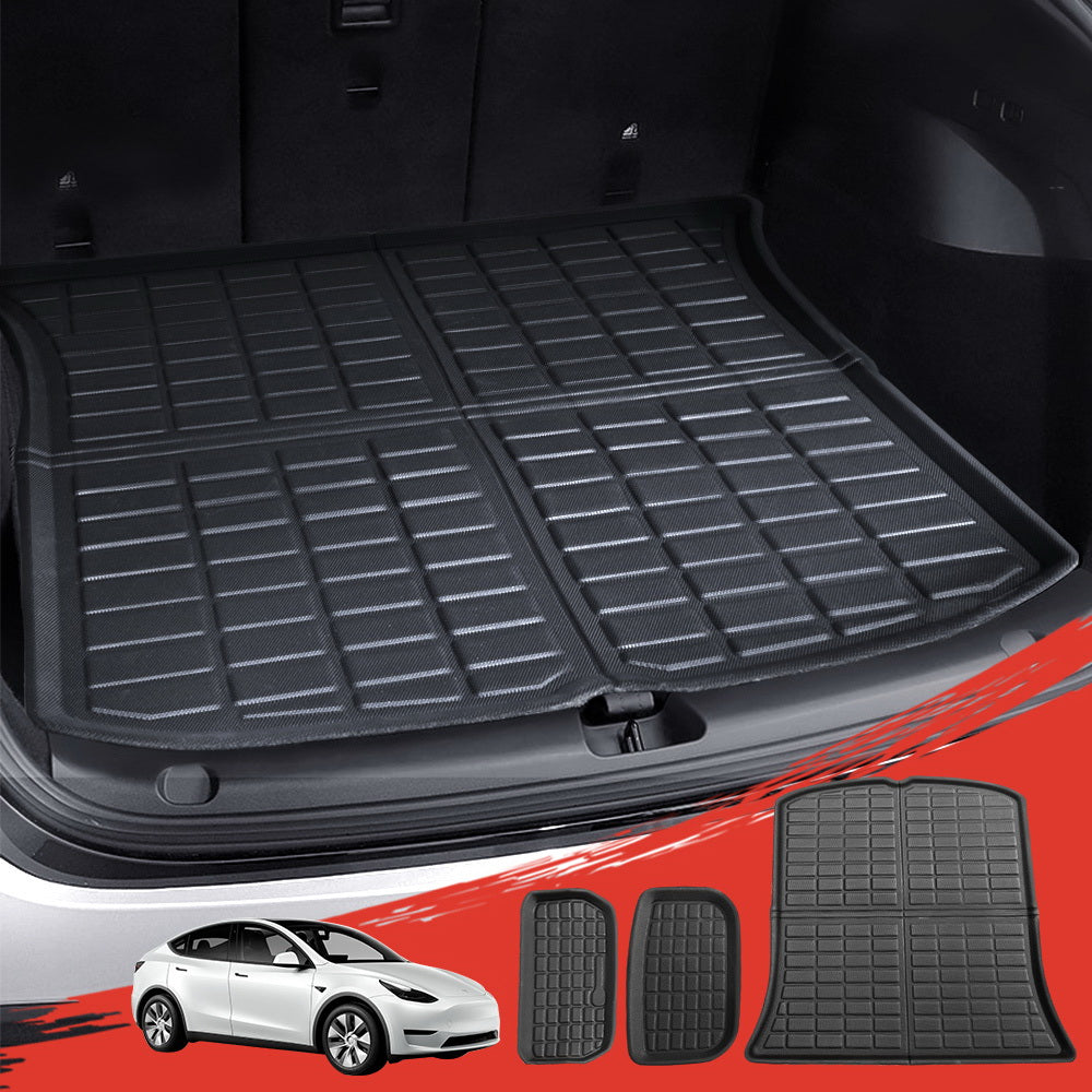 3PCS Car Rear Front Cargo Trunk Toolbox Luggage Rubber Mats for Tesla Model Y 2021-2023-7