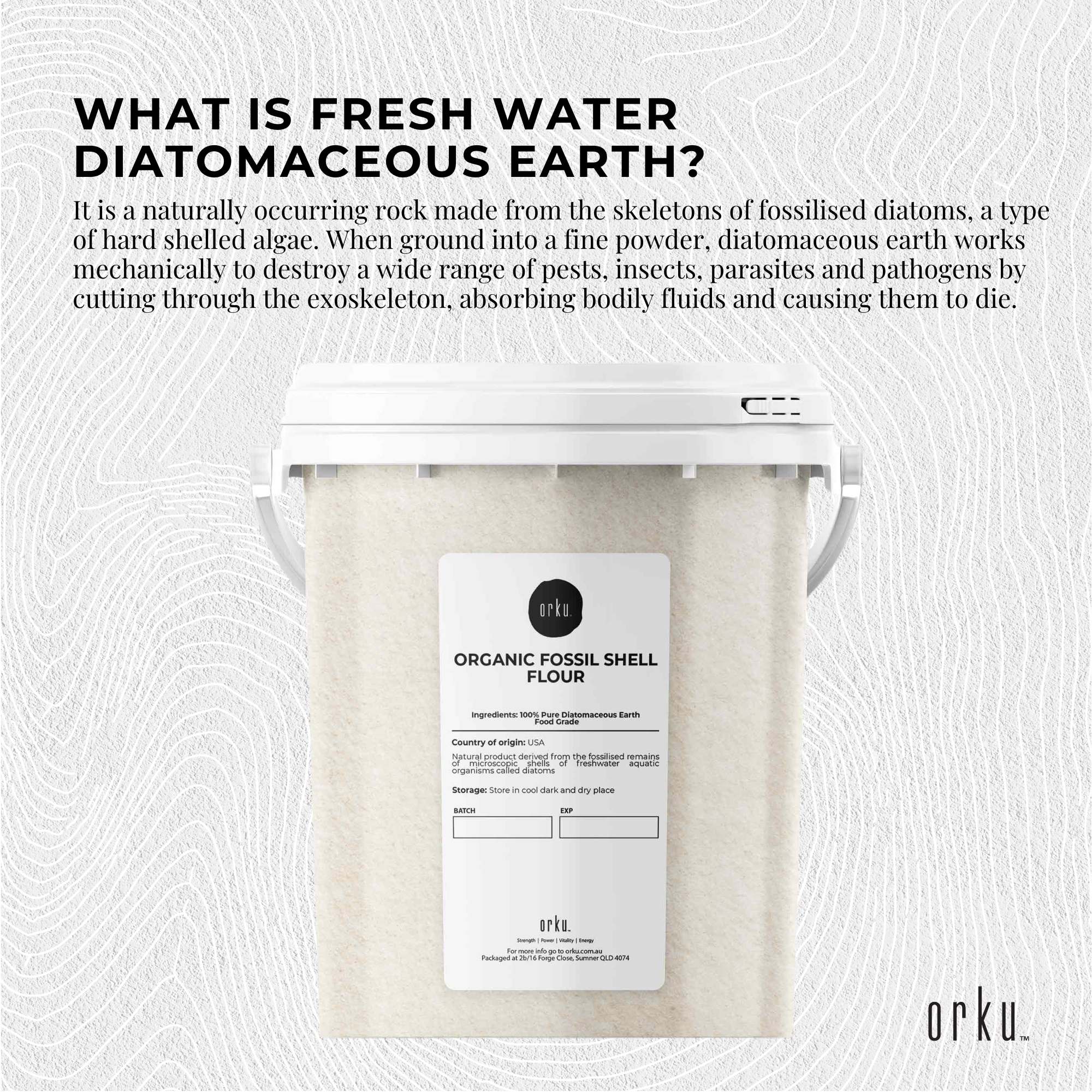 Organic Fine Diatomaceous Earth Tubs - Food Grade Fossil Shell Flour Powder-3