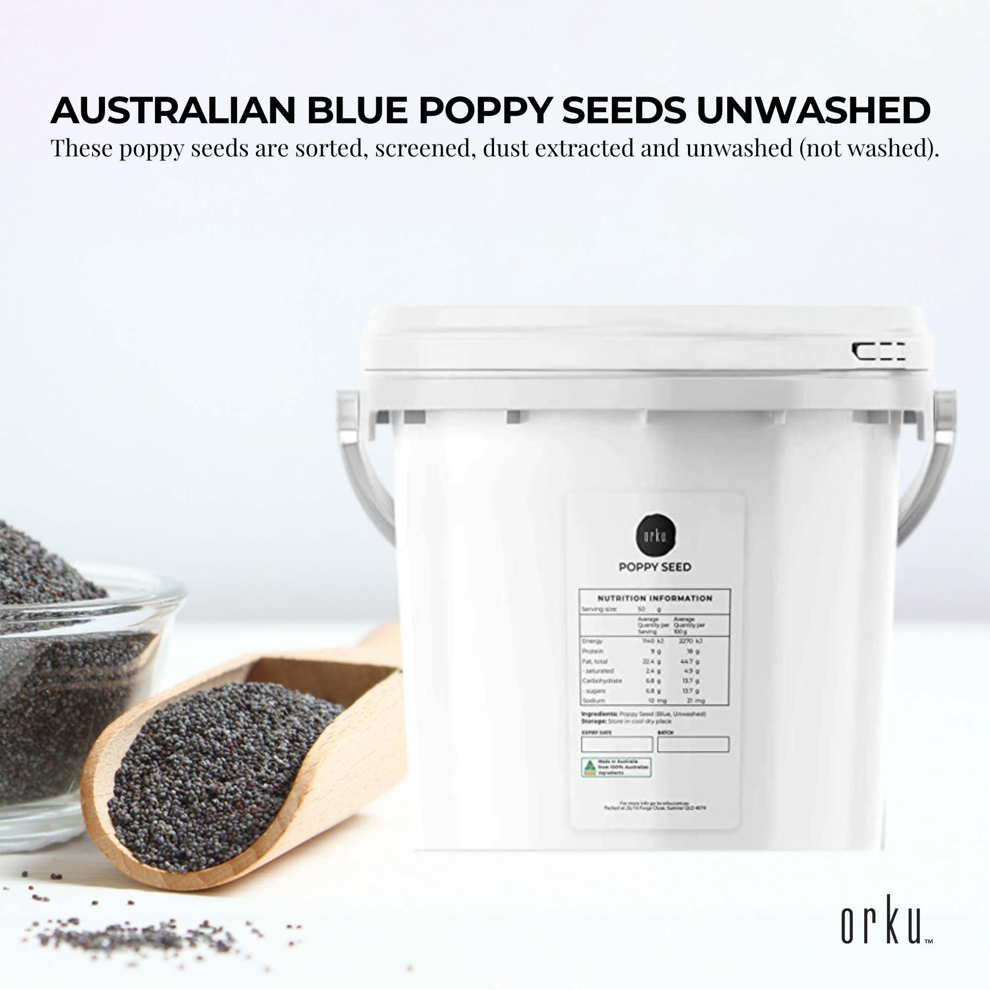 3.5Kg Poppy Seeds Bucket Blue Unwashed 100% Australian Food Cook Baking Mineral-1