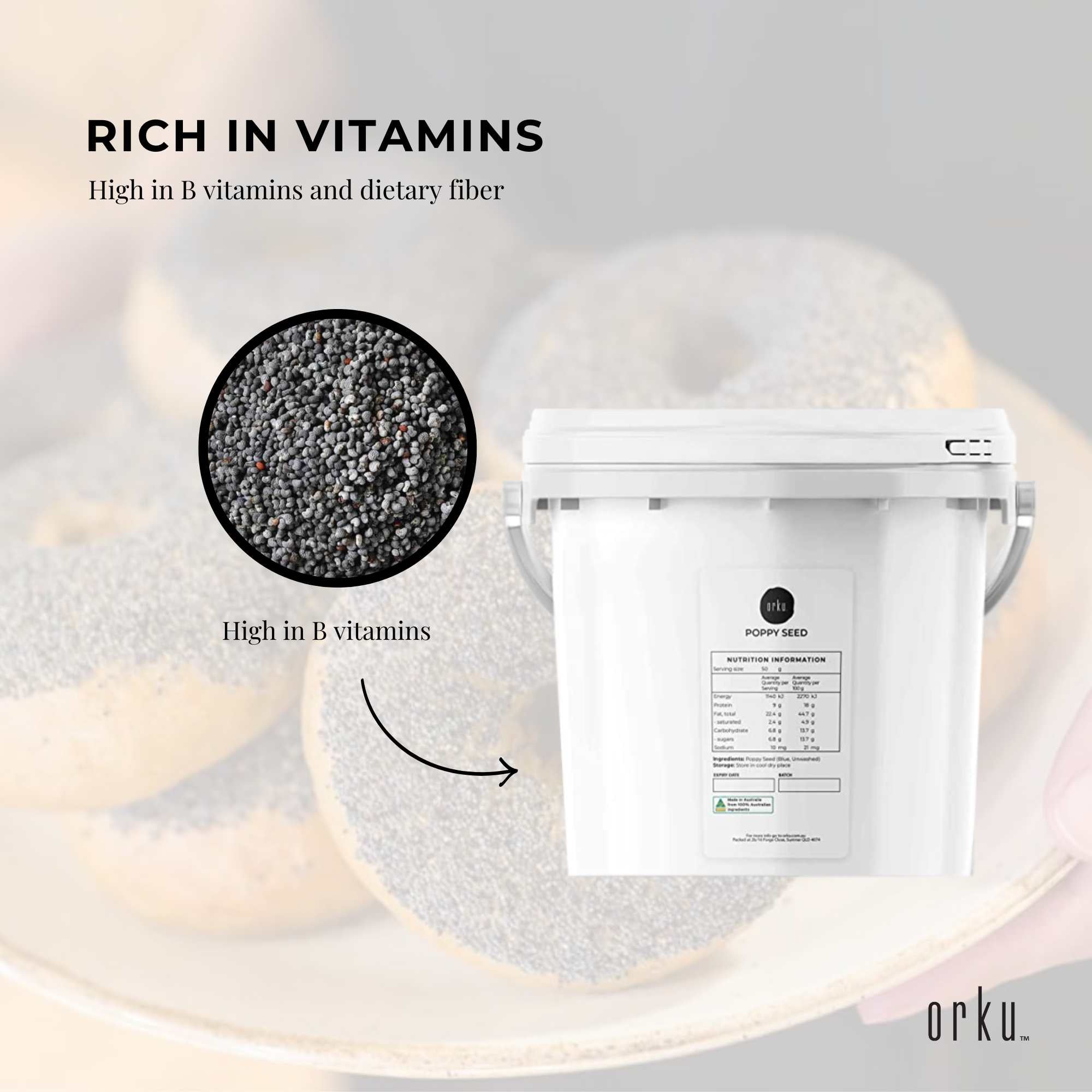 3.5Kg Poppy Seeds Bucket Blue Unwashed 100% Australian Food Cook Baking Mineral-2