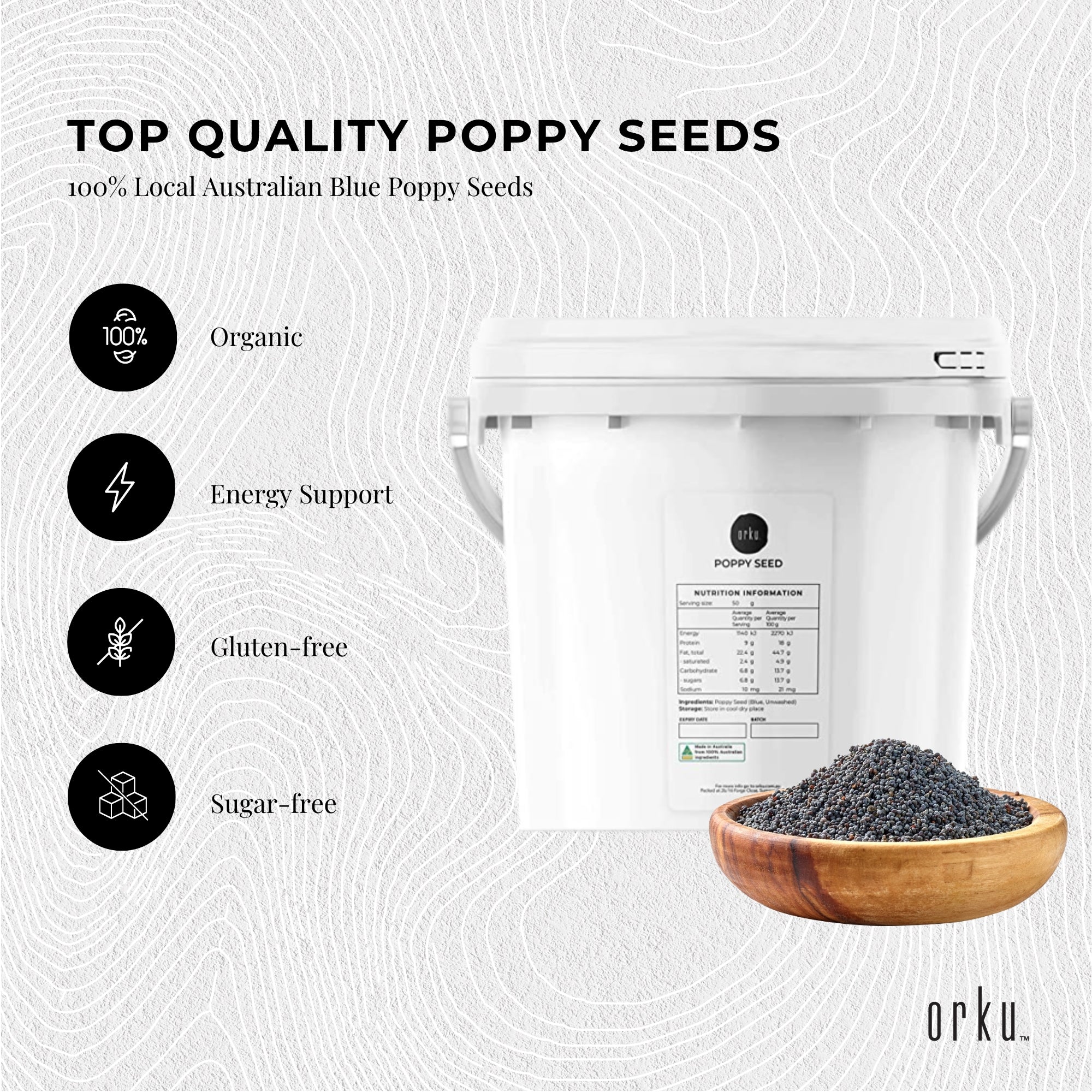 3.5Kg Poppy Seeds Bucket Blue Unwashed 100% Australian Food Cook Baking Mineral-4
