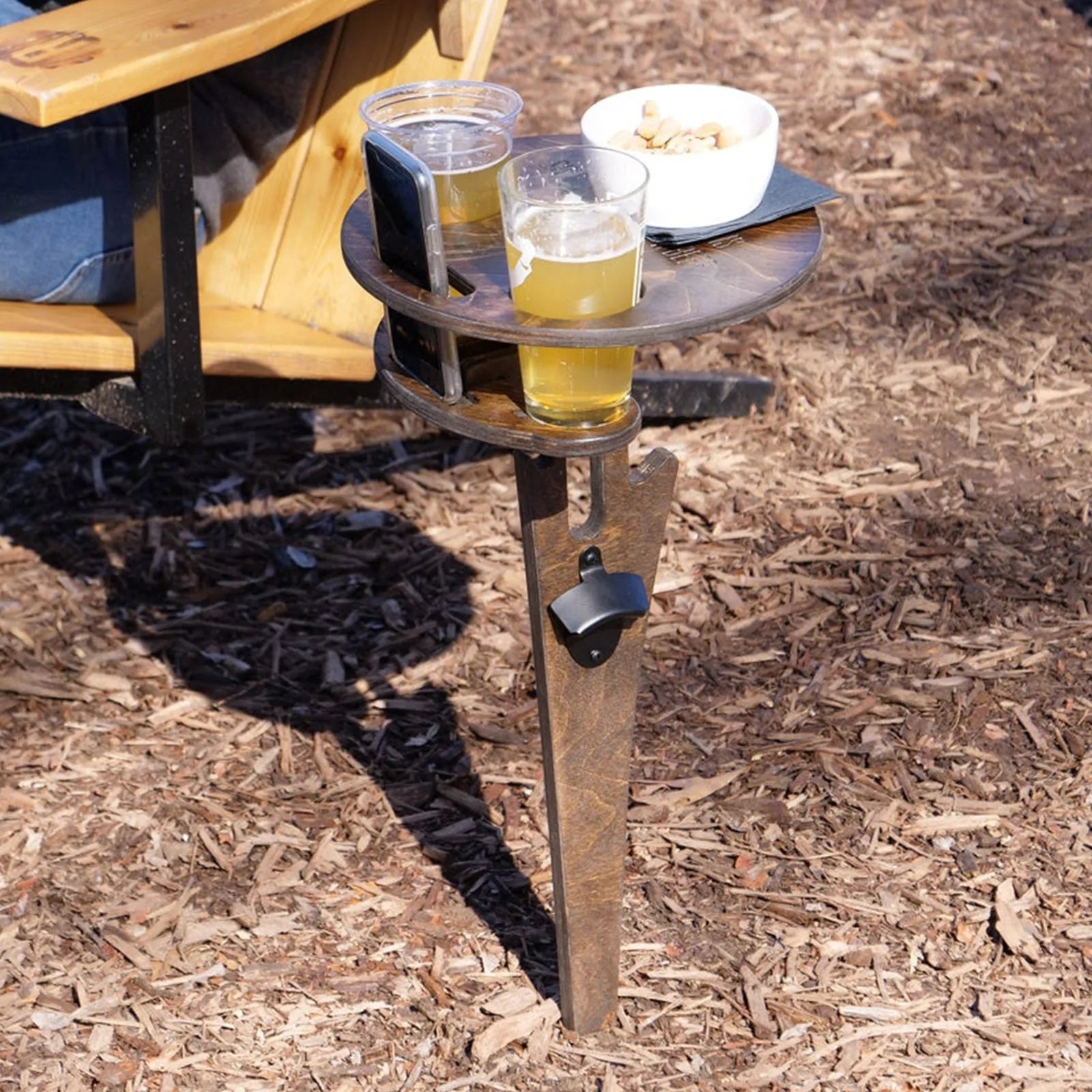 Portable Wine Table with Foldable Round Desktop