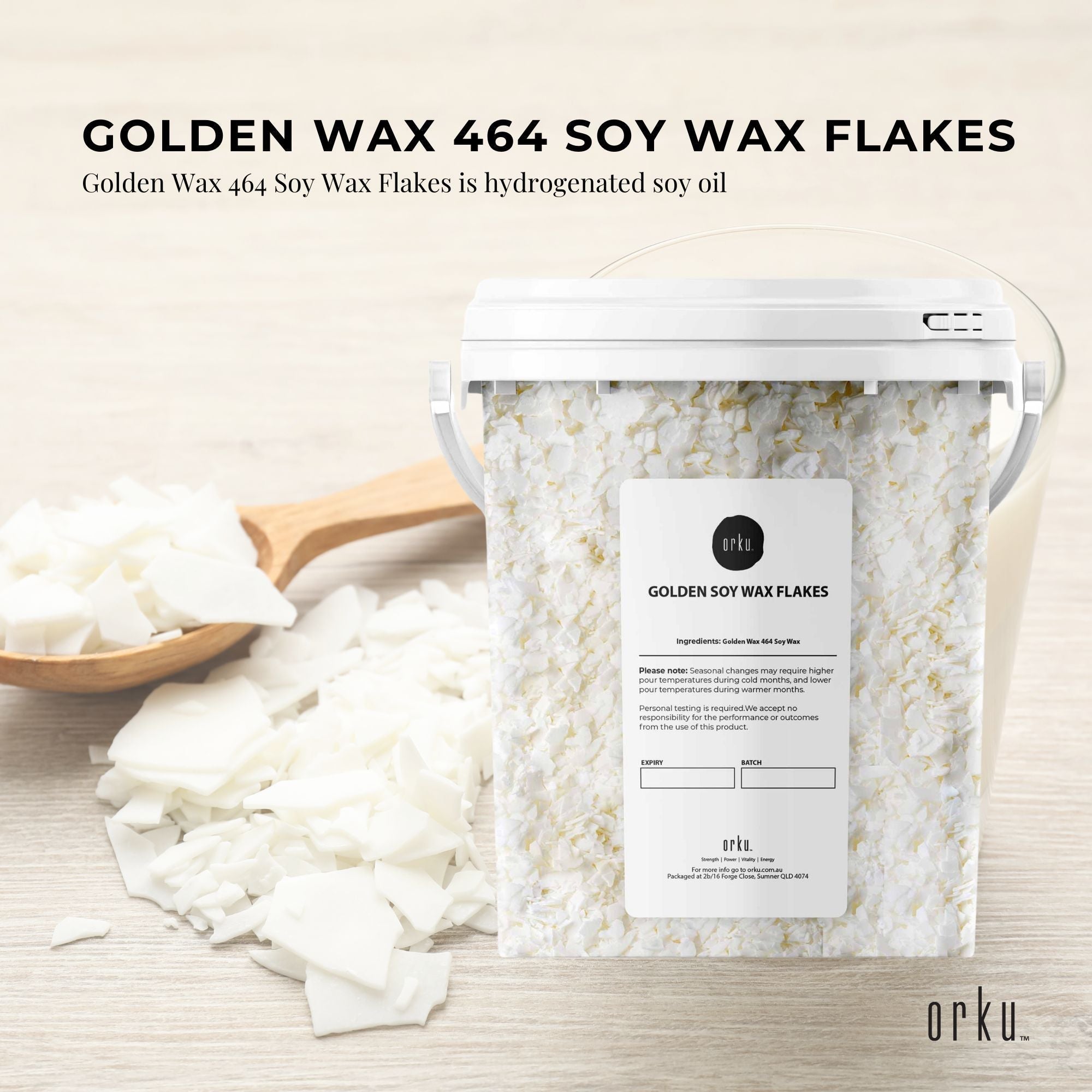 400g Golden 464 Soy Wax Flakes Bucket - 100% Pure Natural DIY Candle Melts Chips-1