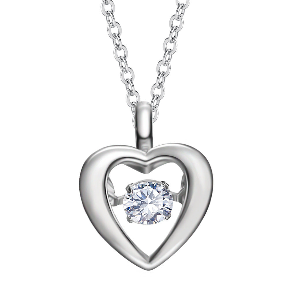 Pure silver necklace simple heart-shaped pendant